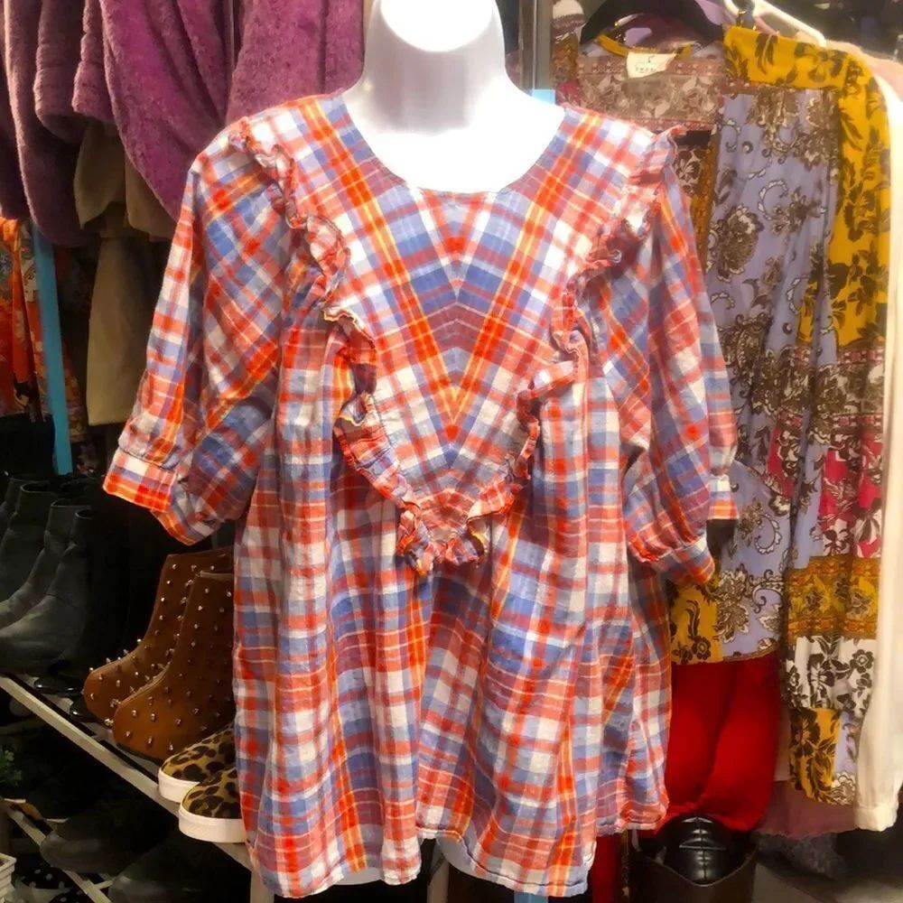 Cute plaid summer blouse! Size 2x! Comfy